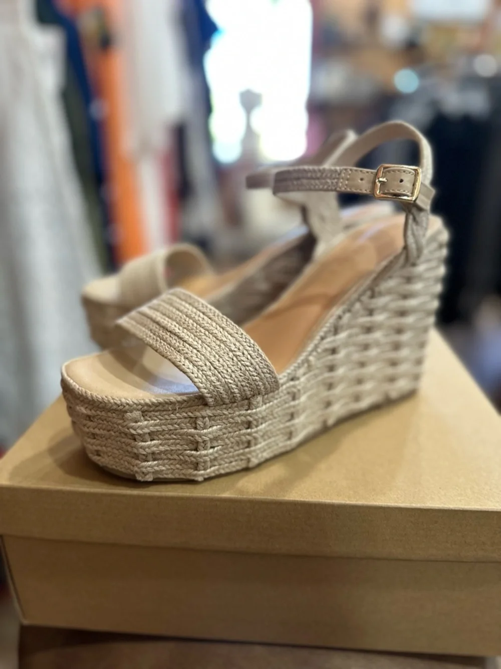 Steve Madden Natural Woven Espadrille Wedge Sandals NWT size 9.5 - Picture 6 of 9